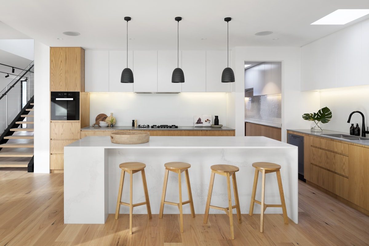 Modern white and wood kitchen remodel